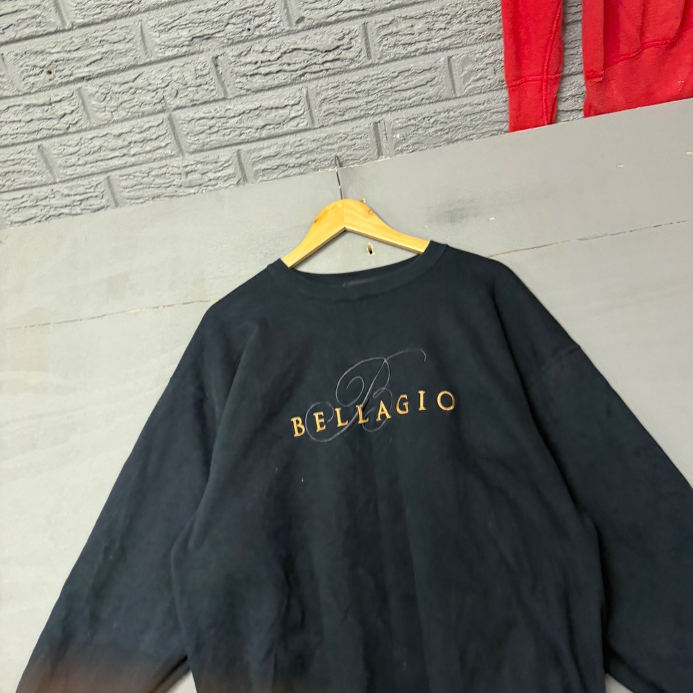 Bellagio‎ Las Vegas Embroidered Logo Crewneck Sweatshirt Black XL Pullover